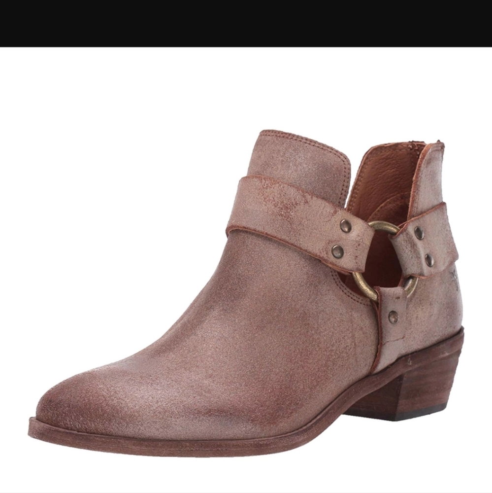 Frye Ray Harness back zip leather bootie chocolate brown sz 7M